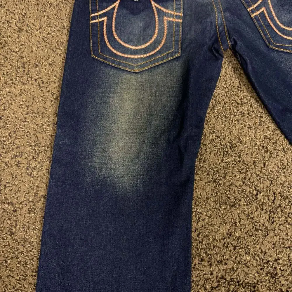 True Religion Vintage Dark Wash Denim Jeans‎ with Contrast Stitching Sz 32
